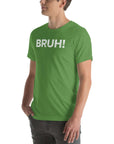 Green unisex 'Bruh' Milk Sandwich T-shirt showcasing relaxed style and casual comfort for everyday wear.