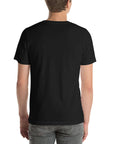 Back view of a person wearing a plain black Milk Sandwich t-shirt with no visible design.