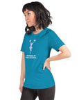 Unisex aqua Milk Sandwich T-shirt  in teal with "I Peaked in High School" design, showcasing a stylish fit and comfortable fabric.