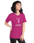 Soft berry unisex Milk Sandwich T-shirt  with "I Peaked in High School" graphic, perfect for nostalgia and fun fashion.