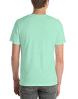 Back view of a person wearing a plain mint Milk Sandwich t-shirt with no visible design.