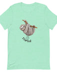 Mint Milk Sandwich t-shirt featuring a cute cartoon sloth hanging from a branch above the playful phrase I fartedƒ with a small illustrated puff cloud.