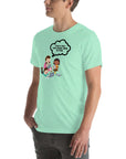 Mint t-shirt hanging on a hanger with cartoon kids and a speech bubble saying “TOLD YOU THE DARK WEB IS FUN.”